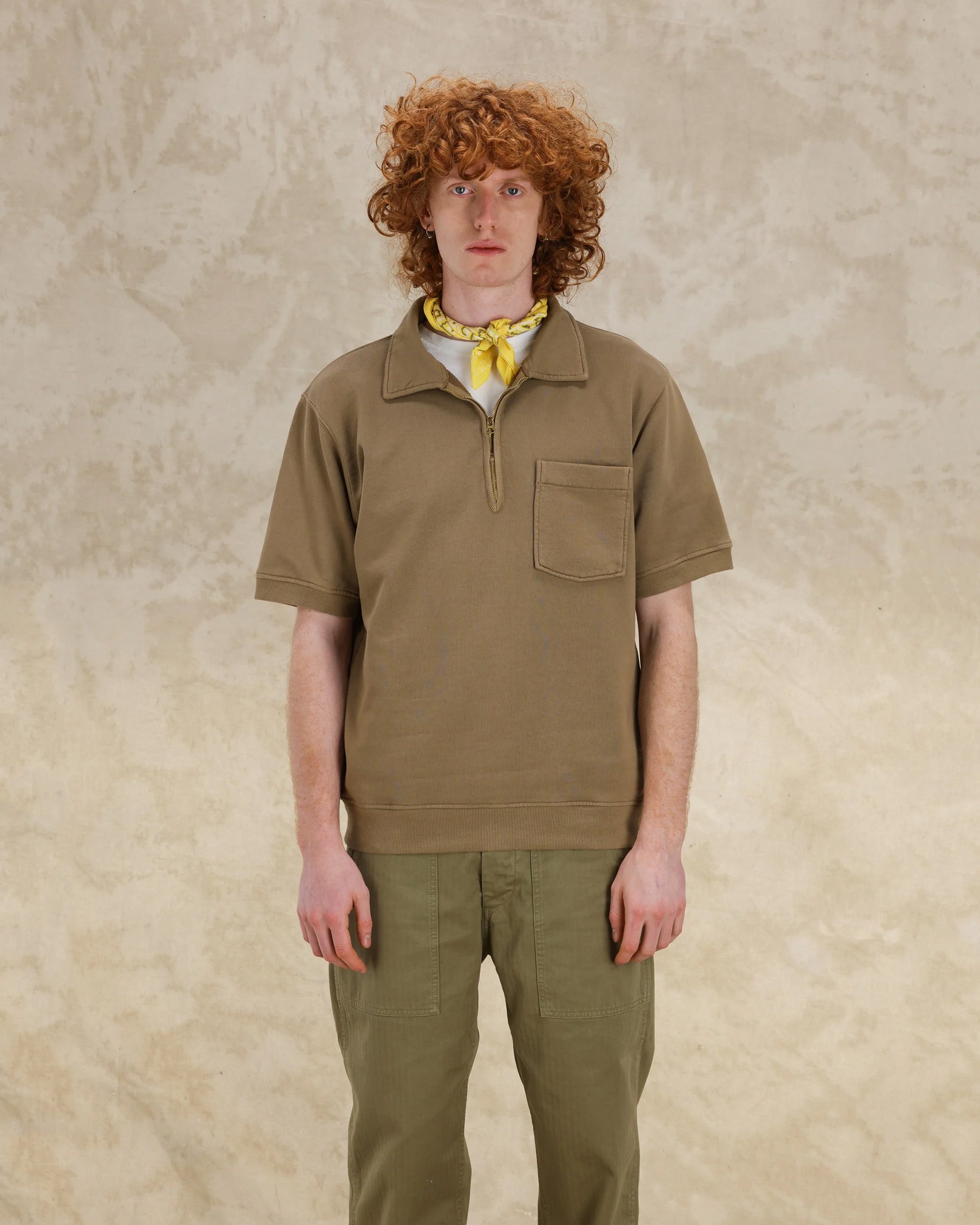 Yalepm Polo In Jersey Garzato Con Zip a Maniche Corte