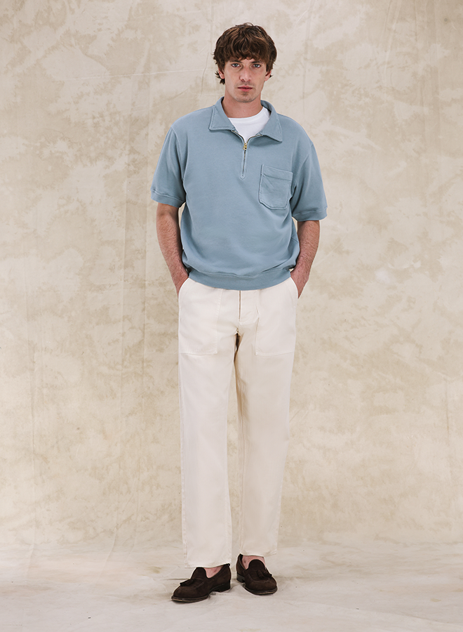 Yalepm Polo In Jersey Garzato Con Zip a Maniche Corte