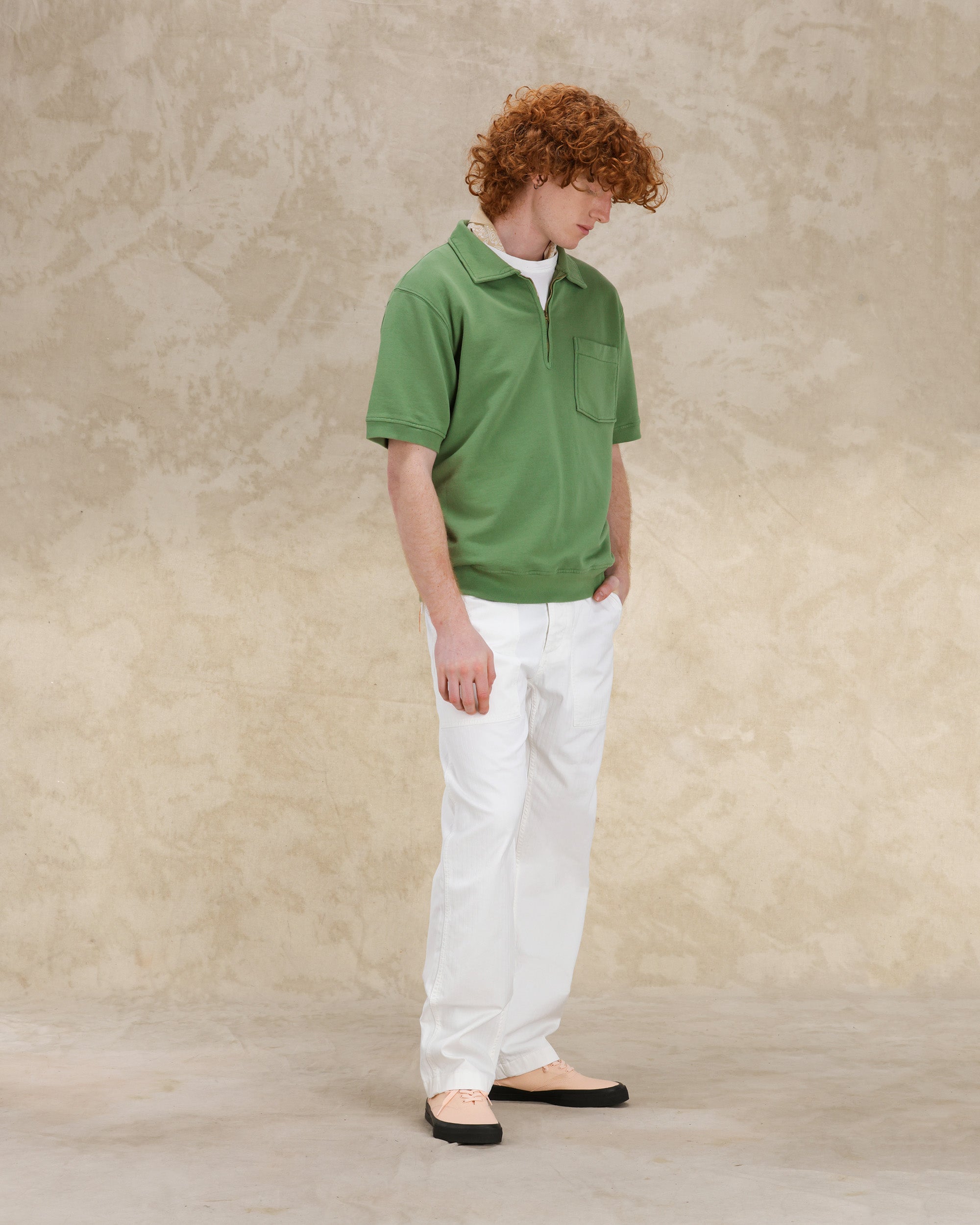 Yalepm Polo In Jersey Garzato Con Zip a Maniche Corte