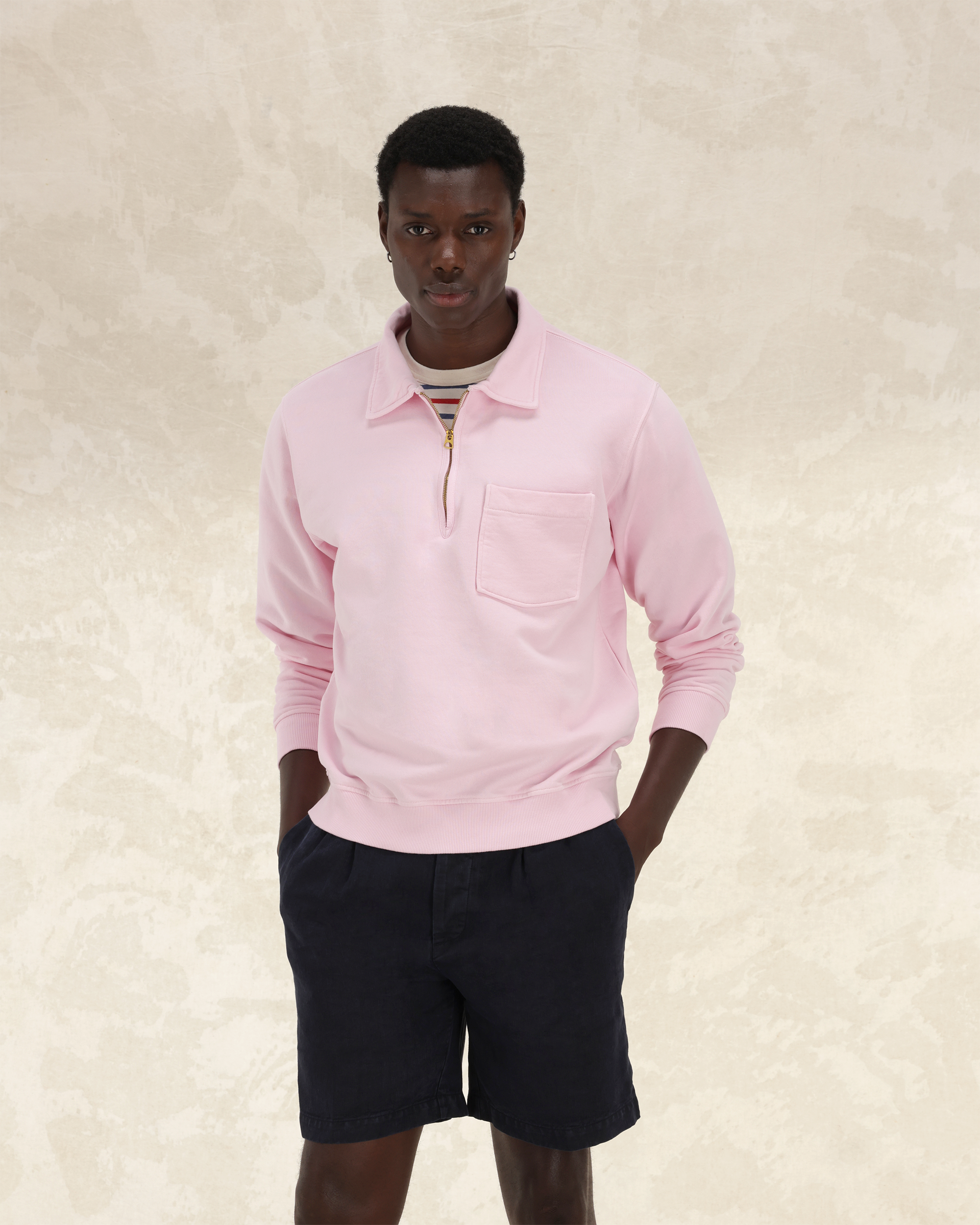 Yale Brushed Jersey Quarter Zip Collared Sweatshirt