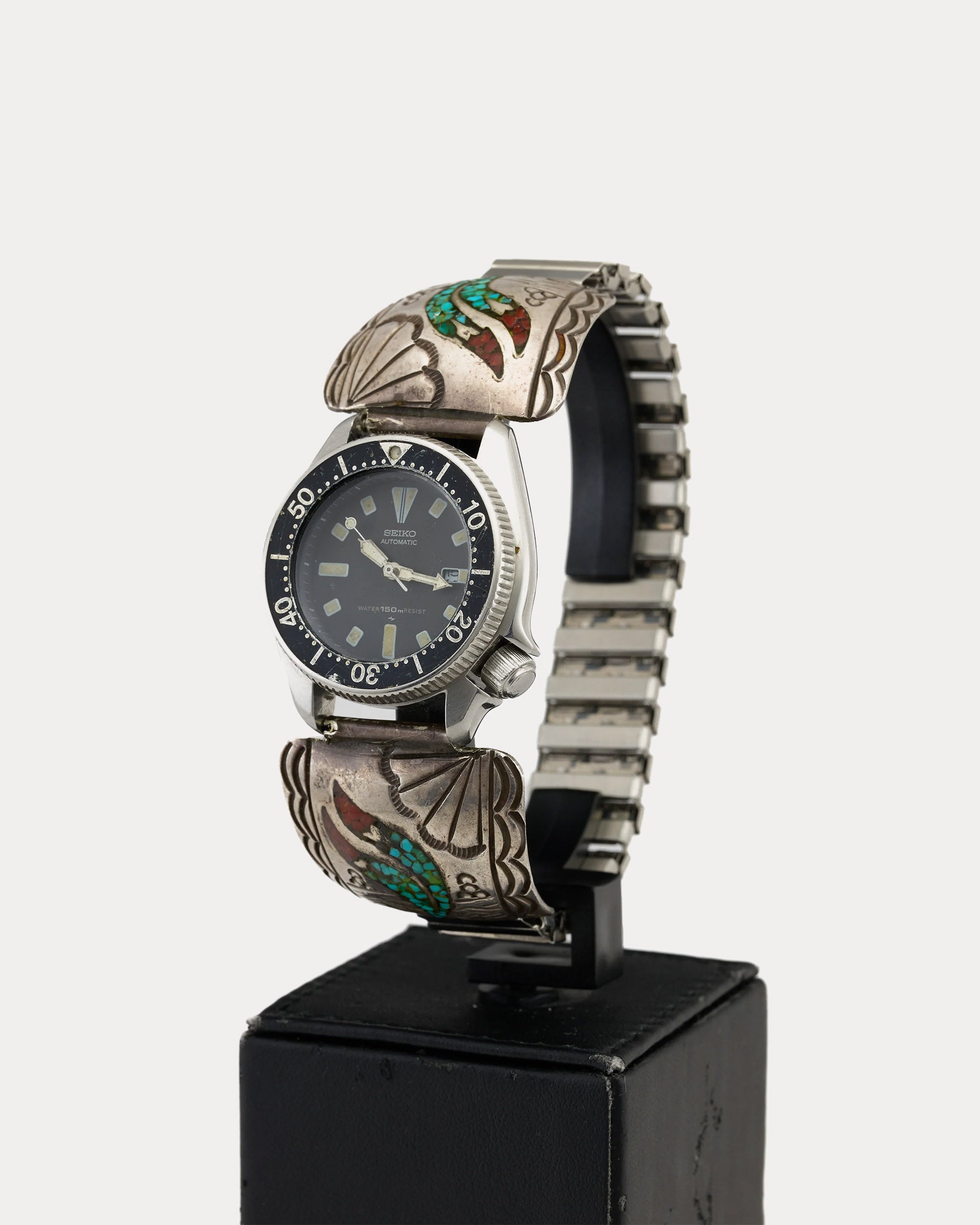 Seiko Baby Br8 Navajo Watchband Black Dial