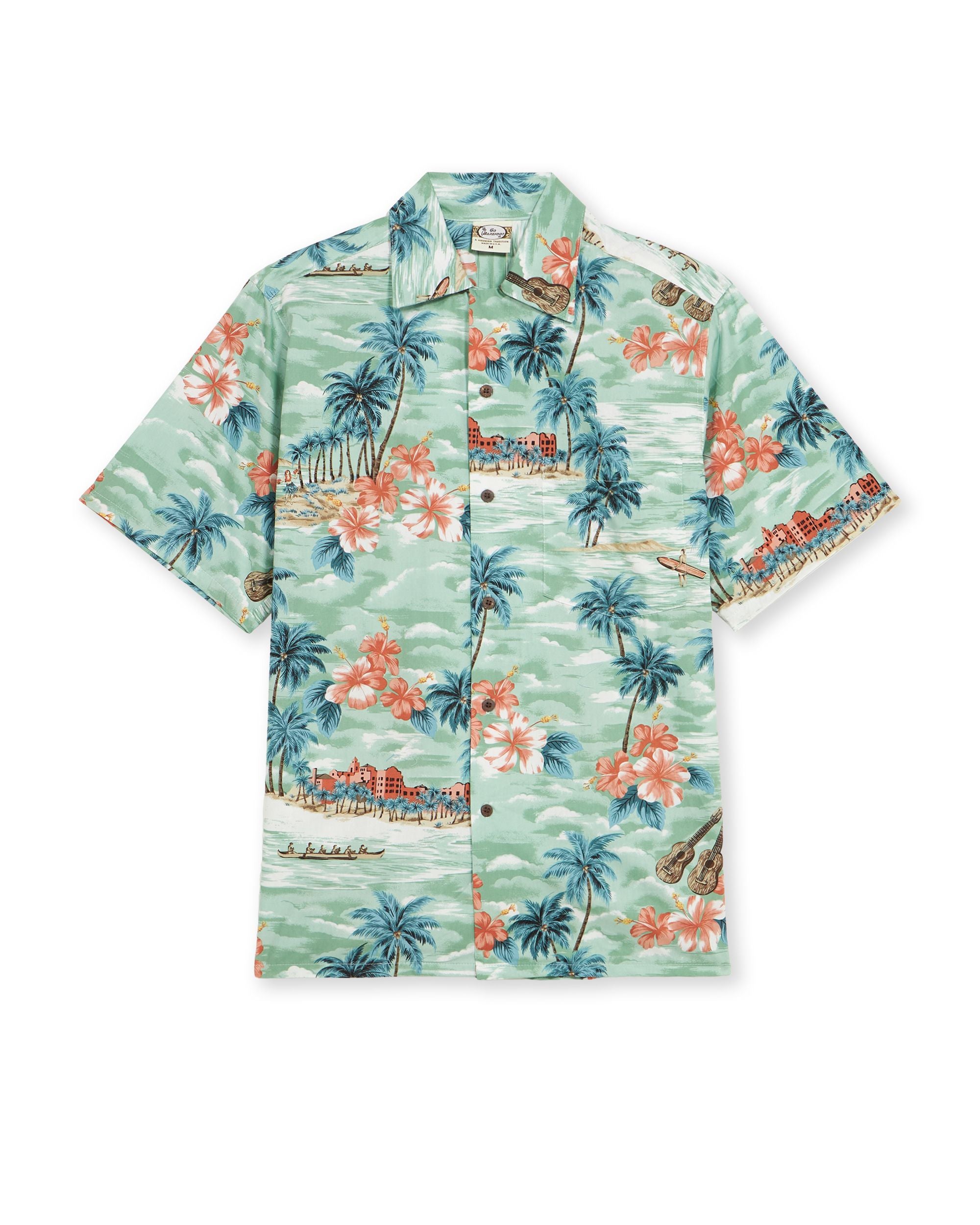 Fiji Camicia Con Stampa in Cotone a Maniche Corte