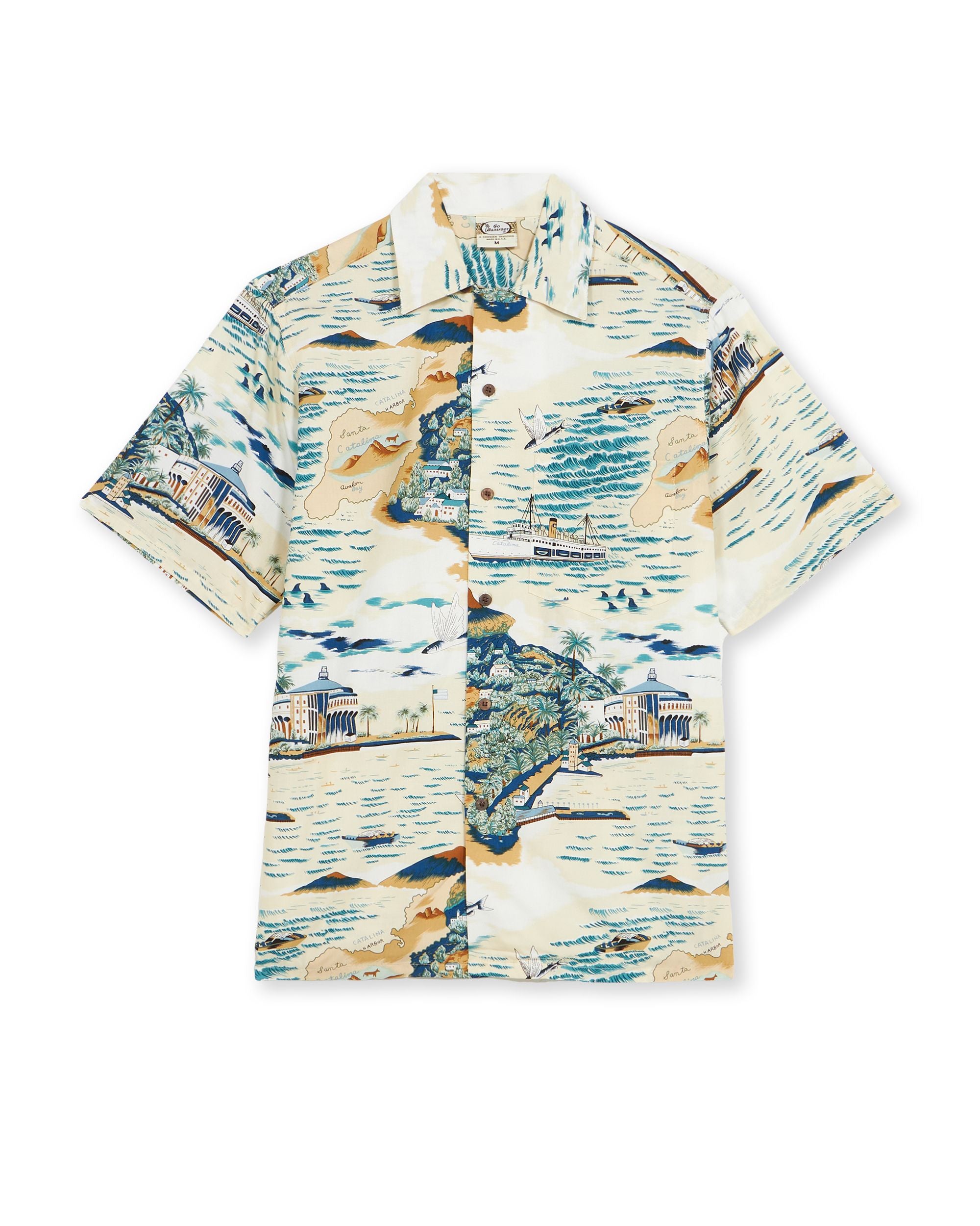 Santacatalina Camicia Con Stampa in Cotone a Maniche Corte