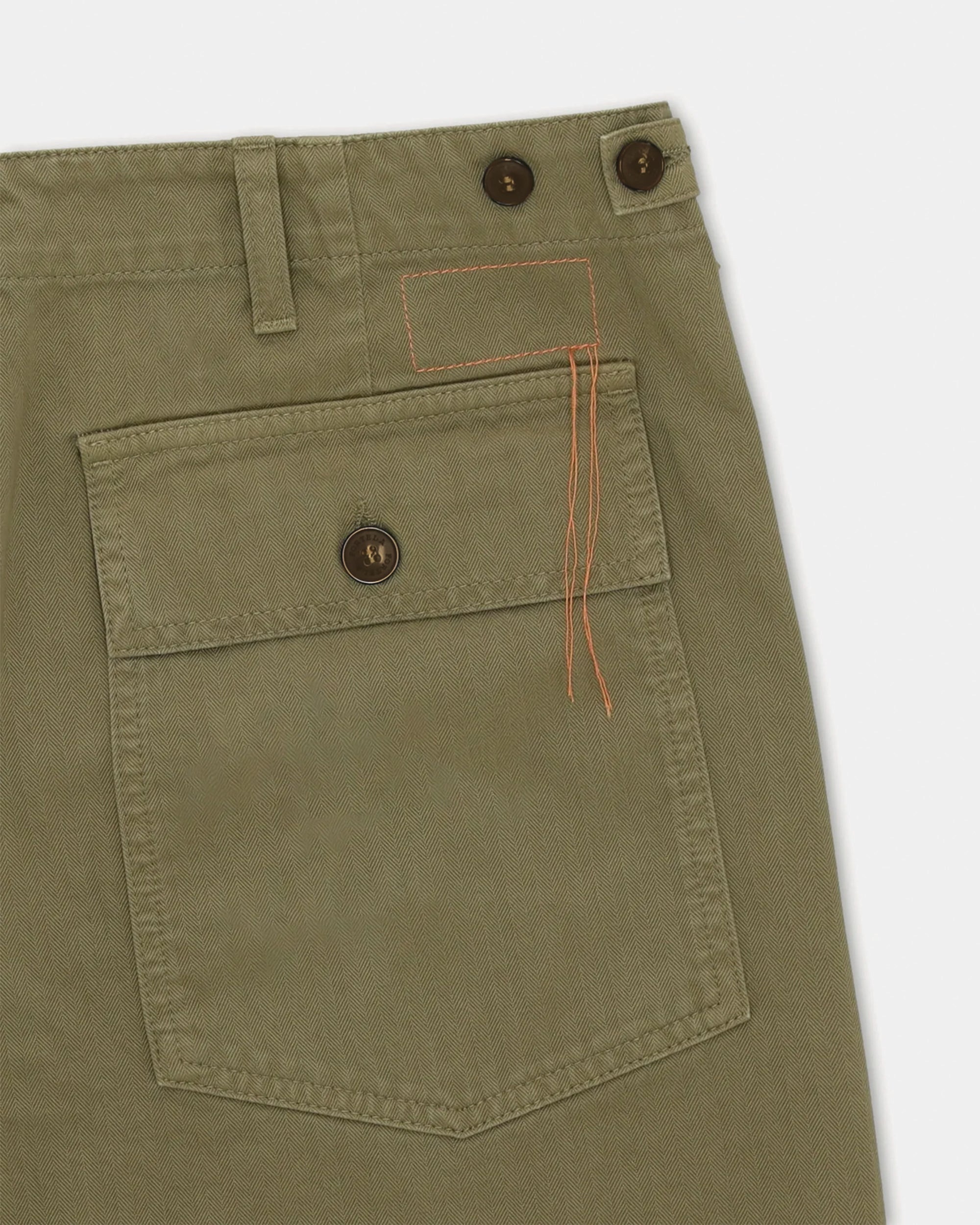 Laos Pantaloni Fatigue In Herringbone di Cotone