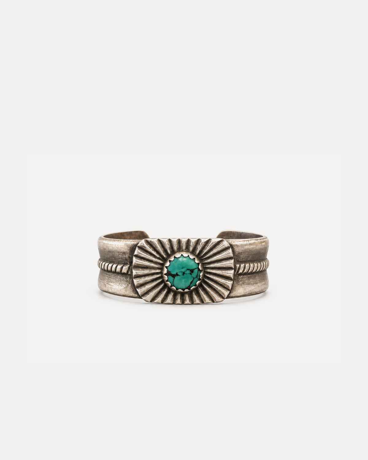 Bracciale Cesellato in Argento con Turchese Ovale