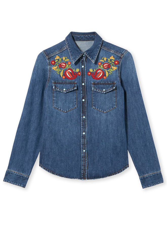 Brigitter Camicia Ricamata In Denim
